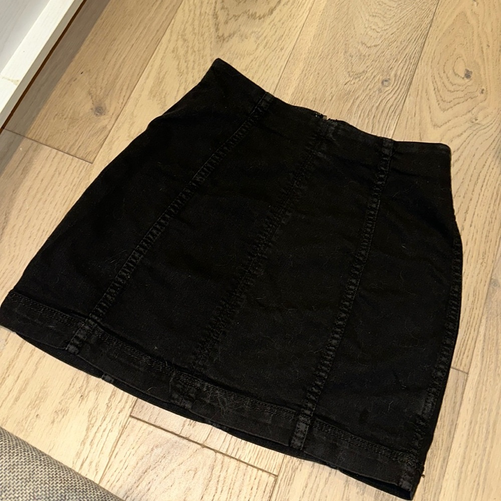 Free People Black Wash Denim Jean Mini Skirt Women’s Size 0